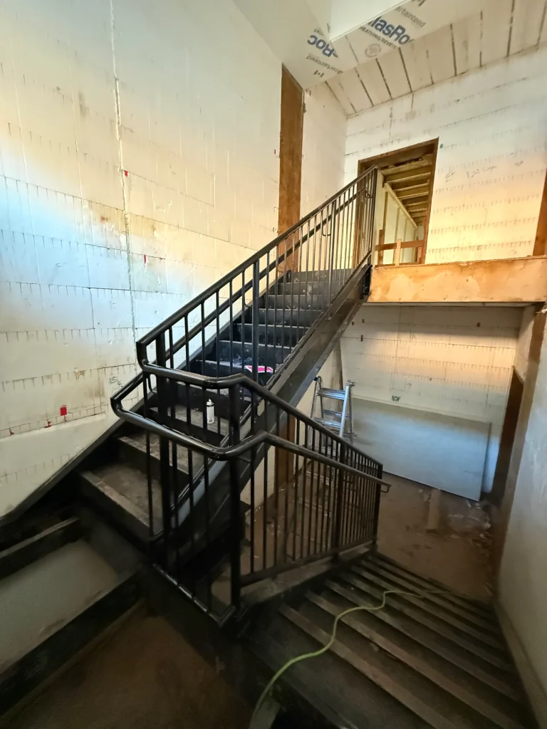 Completed steel stair and guardrail system by BriteArc Fabricators