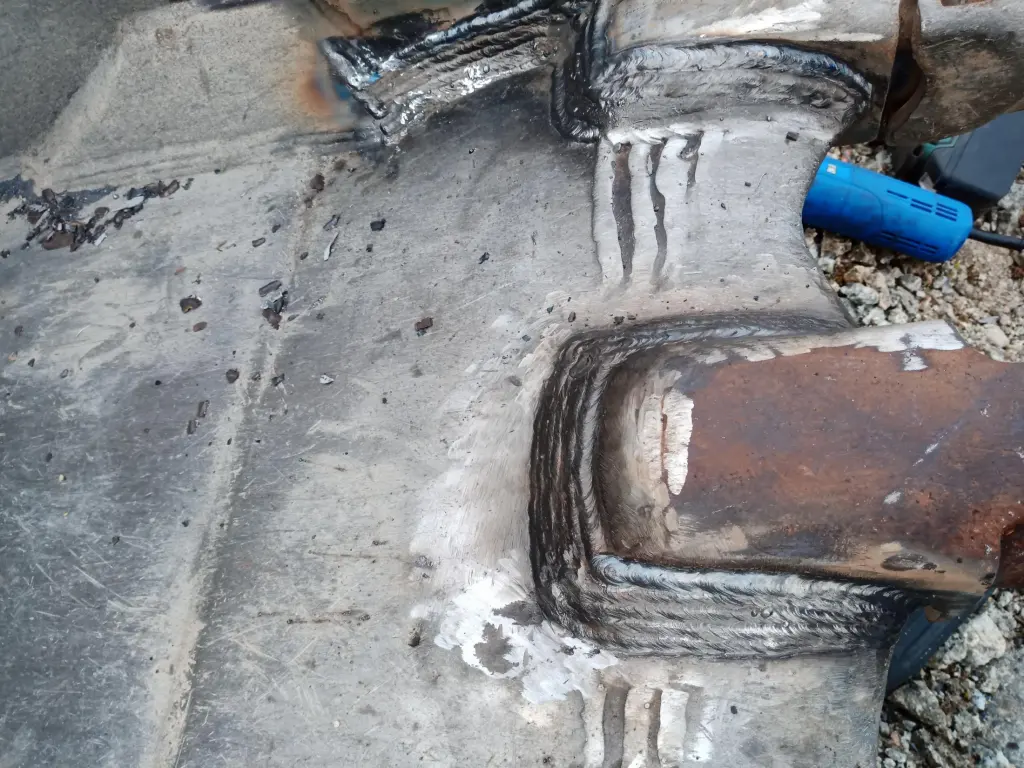 Bucket crack repair and rebuilt wear area by BriteArc Fabricators