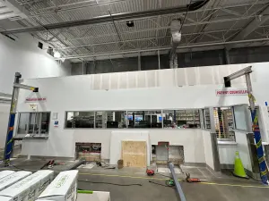 Retail warehouse work area prepared for access steel installation by BriteArc Fabricators